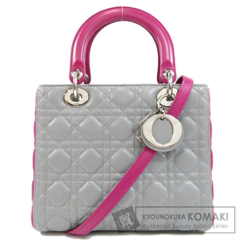 Christian Dior Lady 2way Cannage quilted handbag calfskin Black
